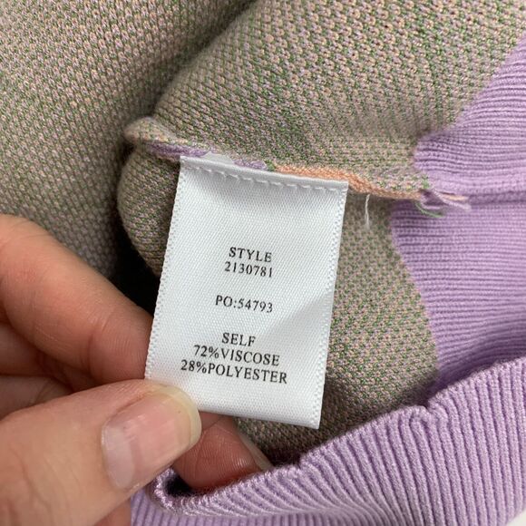 Current Air Sweater Women L Large Lilac Creamsicle Funky Ribbed Knit V Neck Vest - Picture 11 of 13
